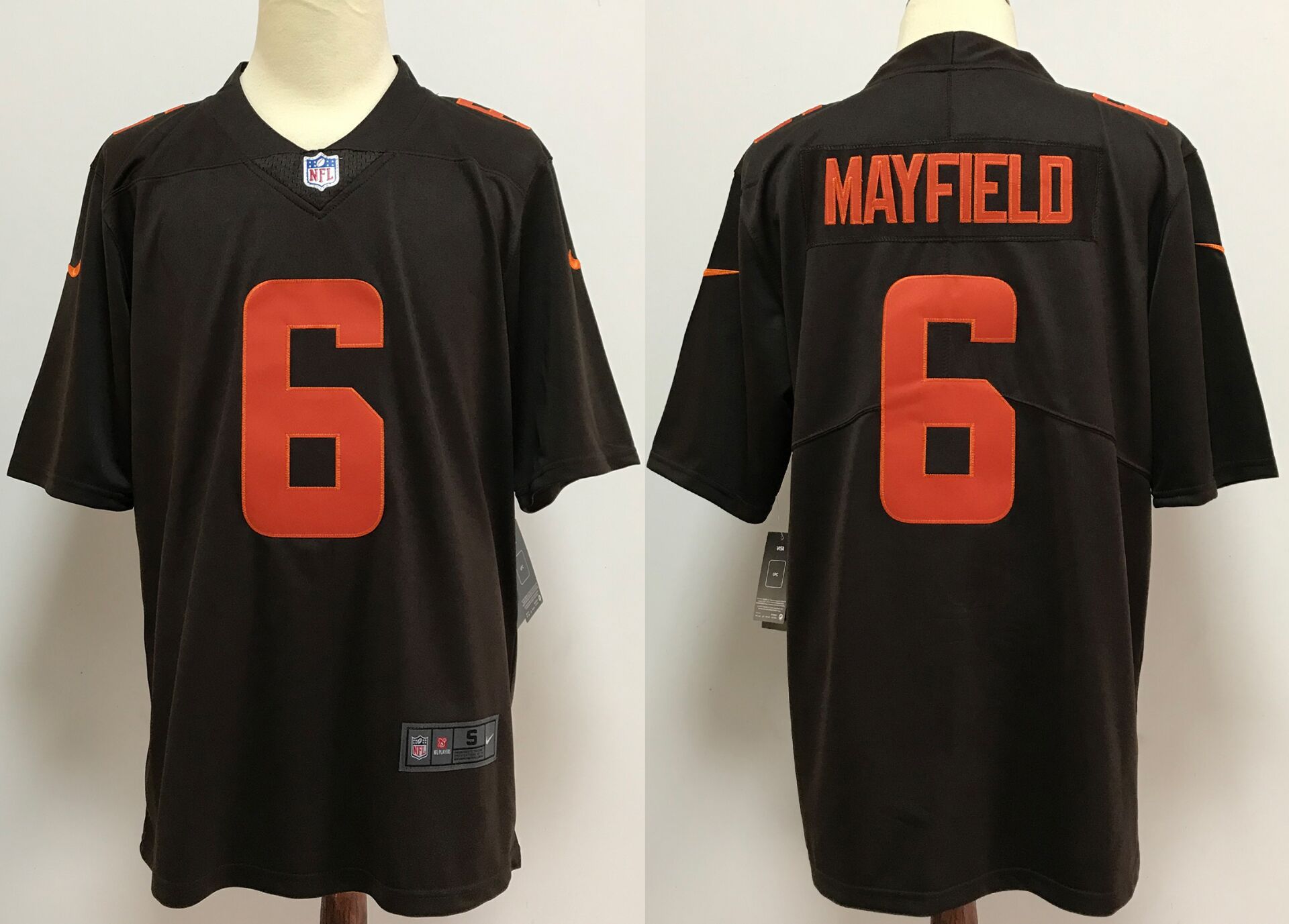 Men Cleveland Browns 6 Mayfield brown orange Nike Vapor Untouchable Stitched Limited NFL Jerseys